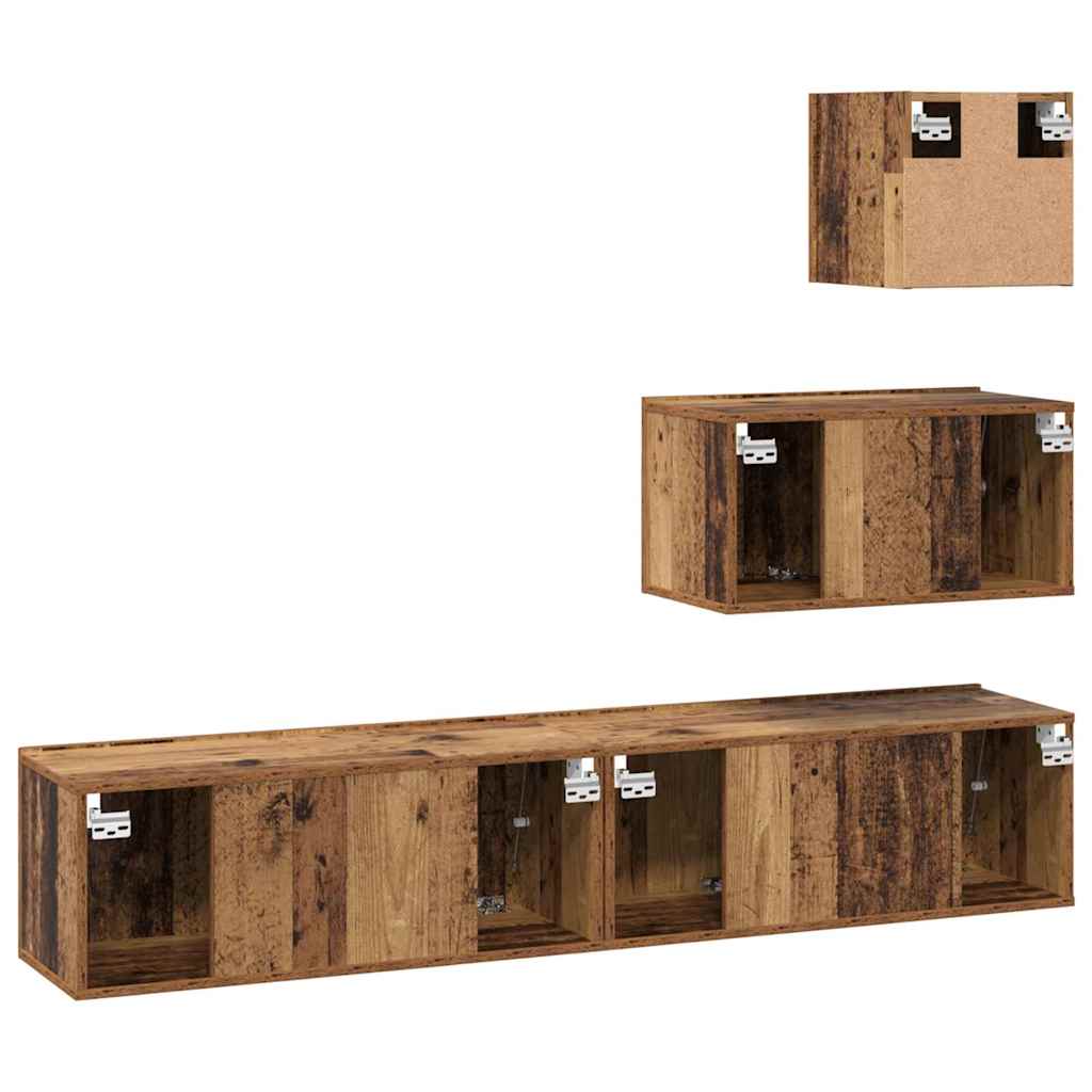Set comodă TV 4 pcs Lemn vechi 80 x 30 x 30 cm Lemn compozit GartenMobel Dekor