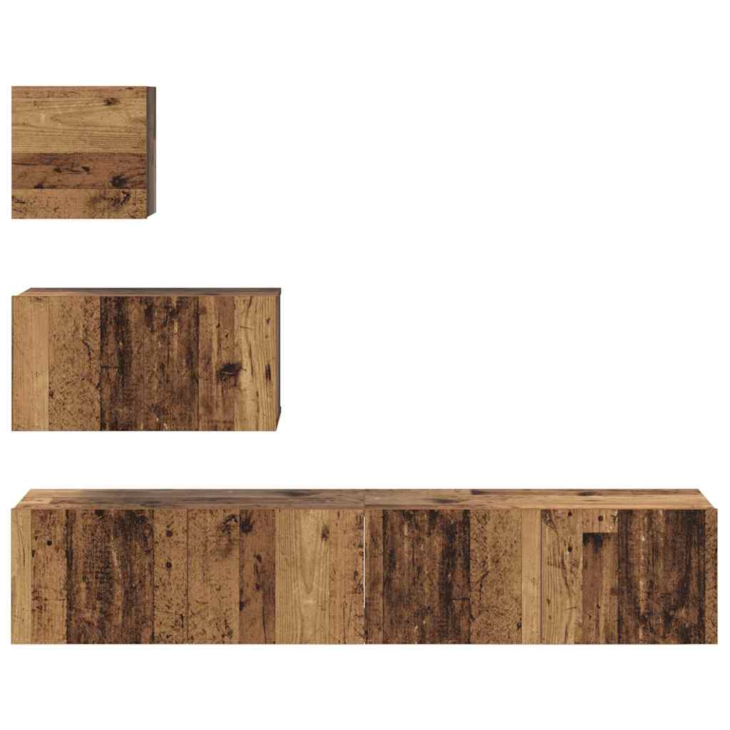Set comodă TV 4 pcs Lemn vechi 80 x 30 x 30 cm Lemn compozit GartenMobel Dekor