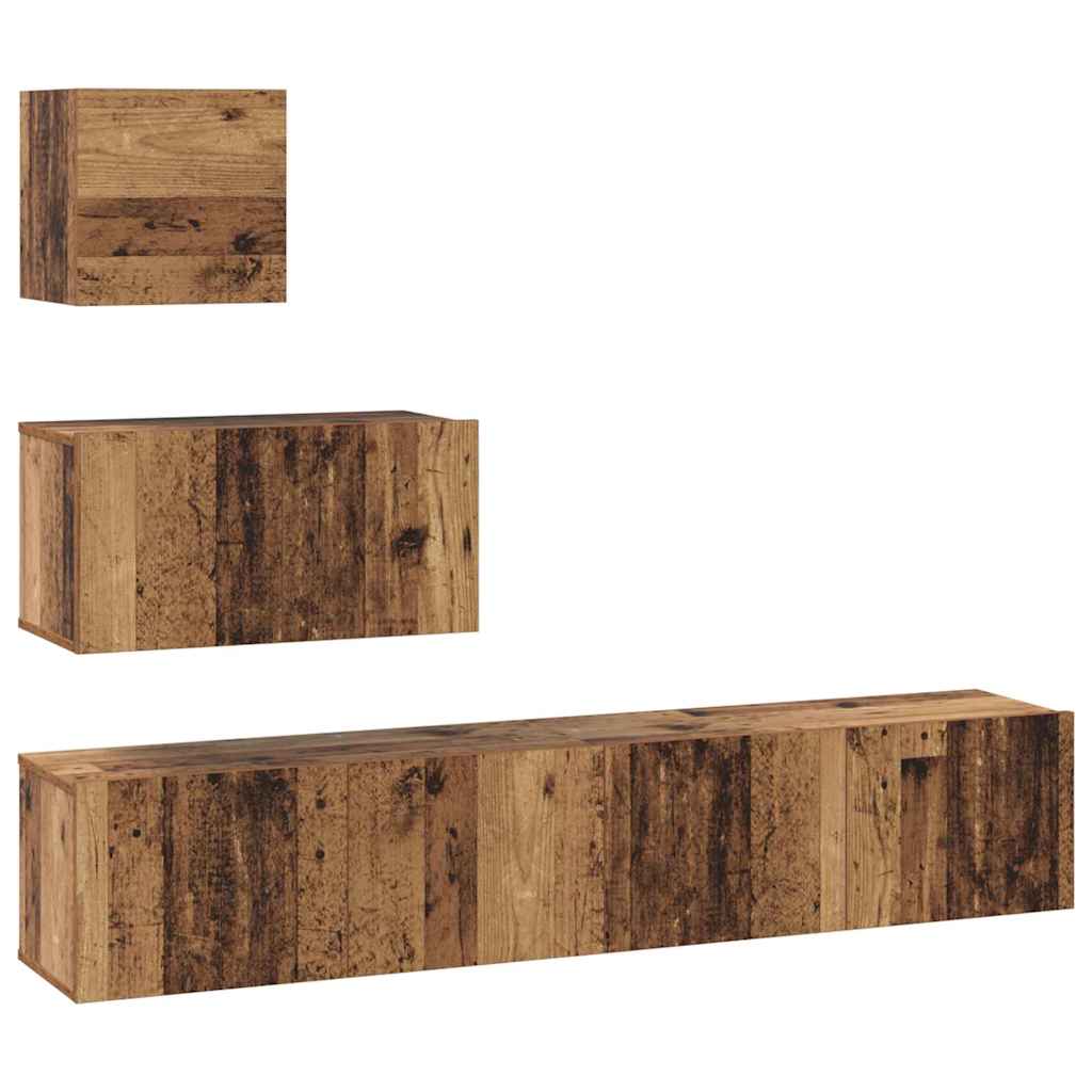 Set comodă TV 4 pcs Lemn vechi 80 x 30 x 30 cm Lemn compozit GartenMobel Dekor