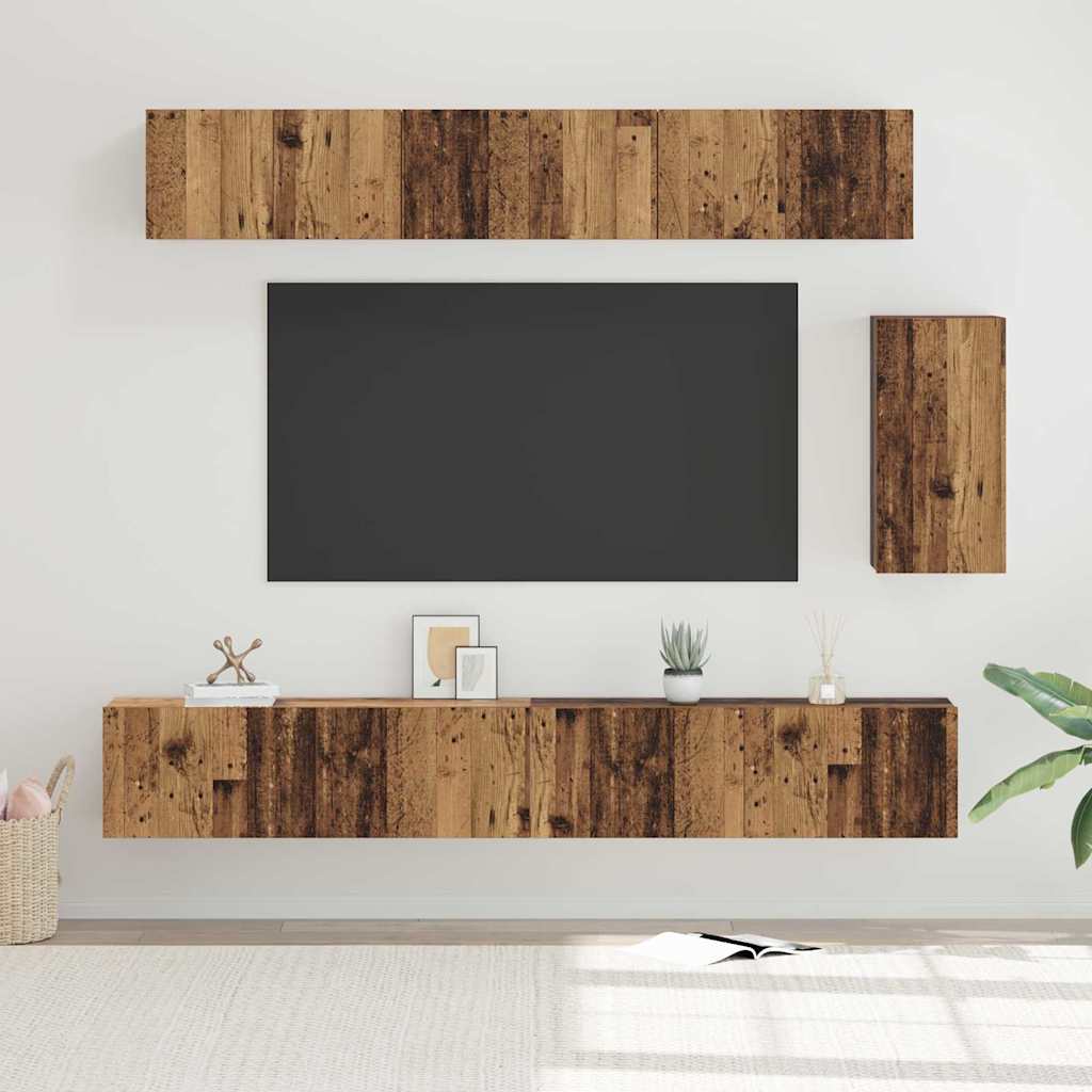Set comodă TV 6 pcs Lemn vechi 100 x 30 x 30 cm Lemn compozit GartenMobel Dekor