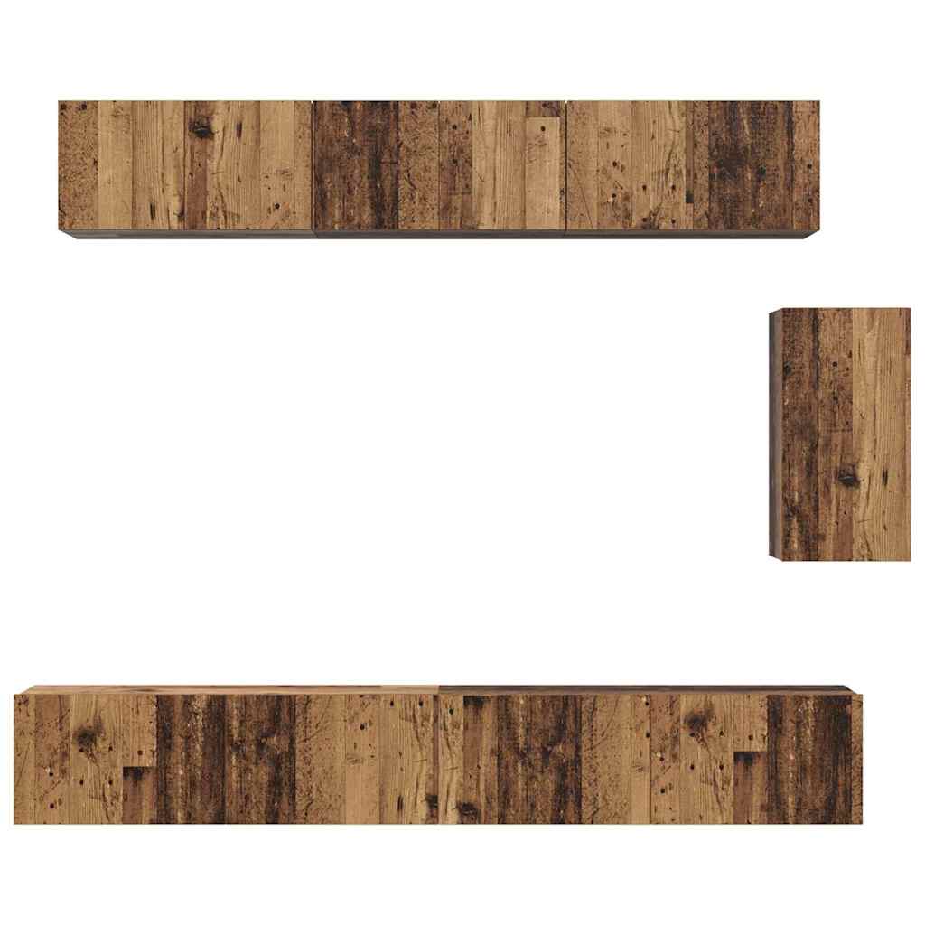 Set comodă TV 6 pcs Lemn vechi 100 x 30 x 30 cm Lemn compozit GartenMobel Dekor