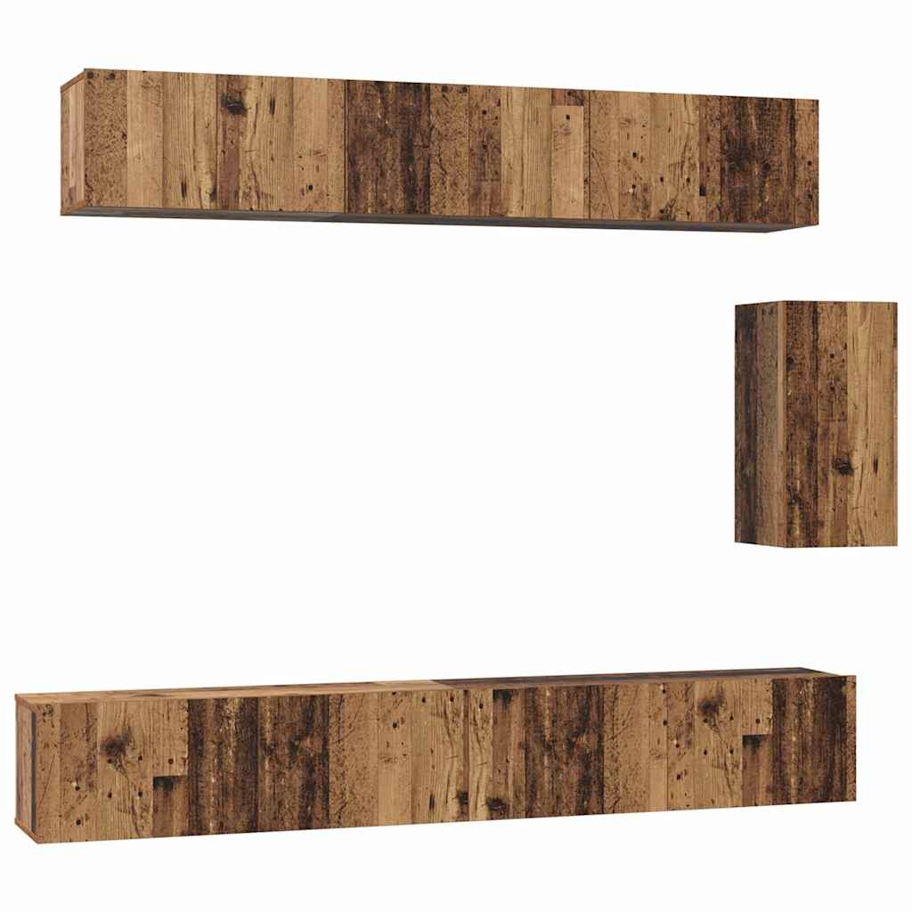 Set comodă TV 6 pcs Lemn vechi 100 x 30 x 30 cm Lemn compozit GartenMobel Dekor