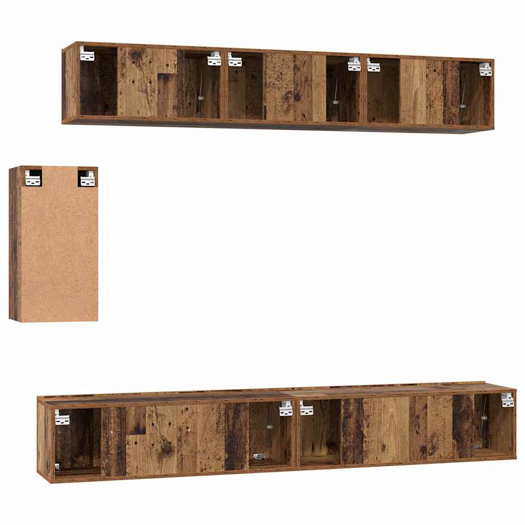 Set comodă TV 6 pcs Lemn vechi 100 x 30 x 30 cm Lemn compozit GartenMobel Dekor