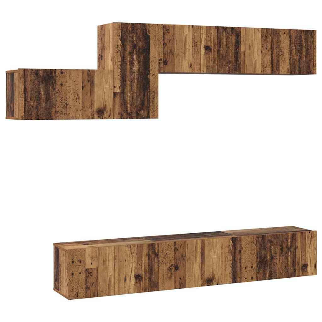 Set comodă TV 7 pcs Lemn vechi 60 x 30 x 30 cm Lemn compozit GartenMobel Dekor