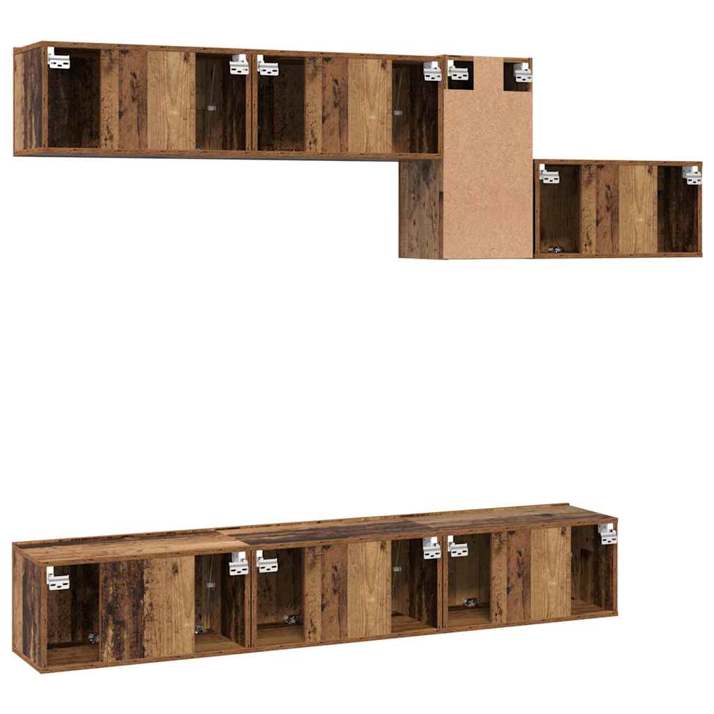 Set comodă TV 7 pcs Lemn vechi 60 x 30 x 30 cm Lemn compozit GartenMobel Dekor