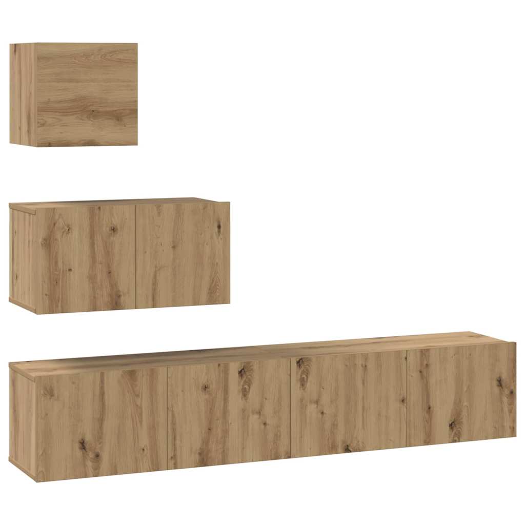 Set comodă TV Pe perete Altele 4 pcs stejar artizanal 80 x 30 x 30 cm GartenMobel Dekor