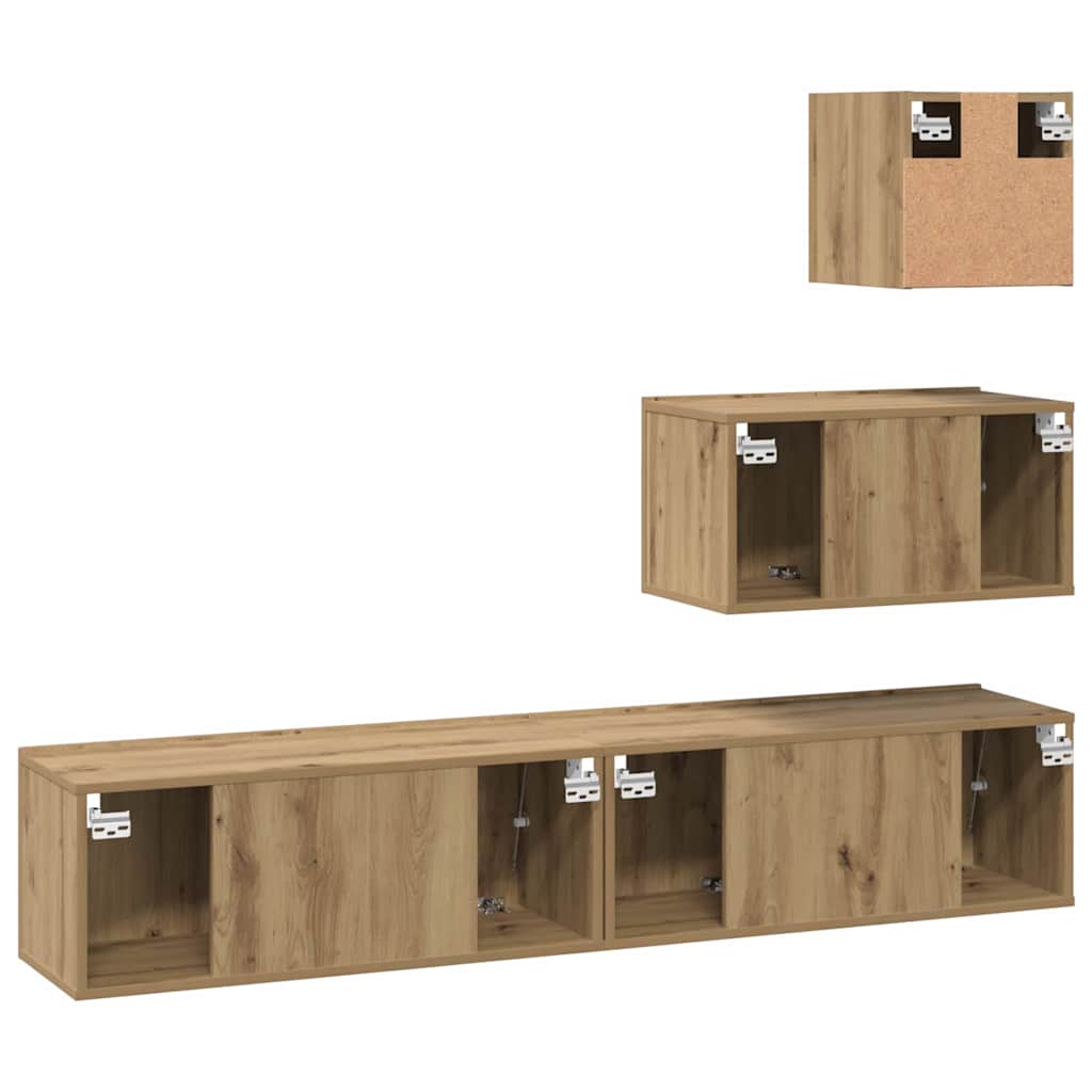 Set comodă TV Pe perete Altele 4 pcs stejar artizanal 80 x 30 x 30 cm GartenMobel Dekor