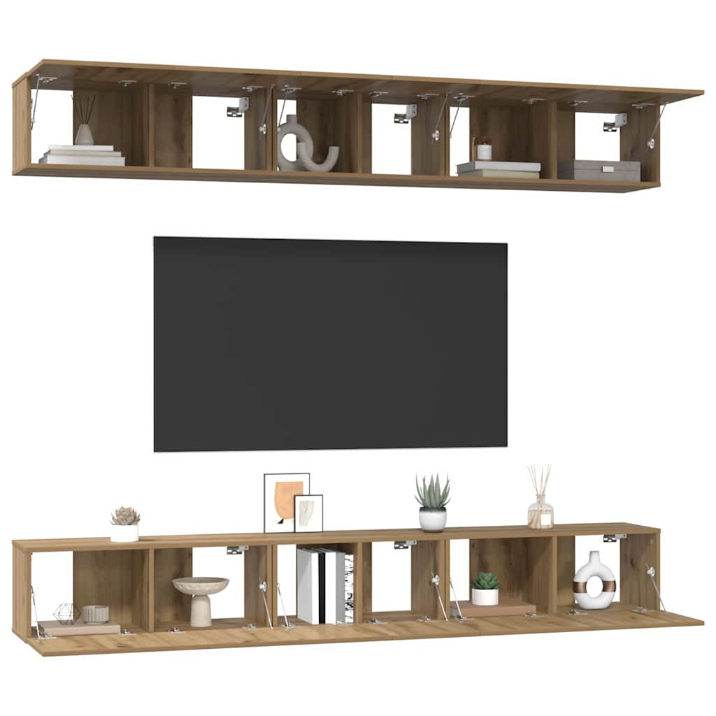 Set comodă TV cu raft 6 pcs stejar artizanal 60 x 30 x 35 cm GartenMobel Dekor