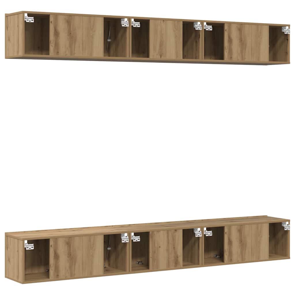 Set comodă TV cu raft 6 pcs stejar artizanal 60 x 30 x 35 cm GartenMobel Dekor