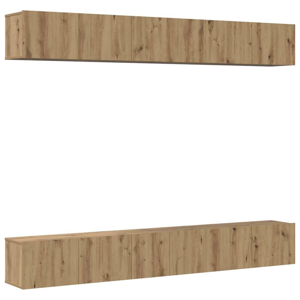 Set comodă TV cu raft 6 pcs stejar artizanal 60 x 30 x 35 cm GartenMobel Dekor