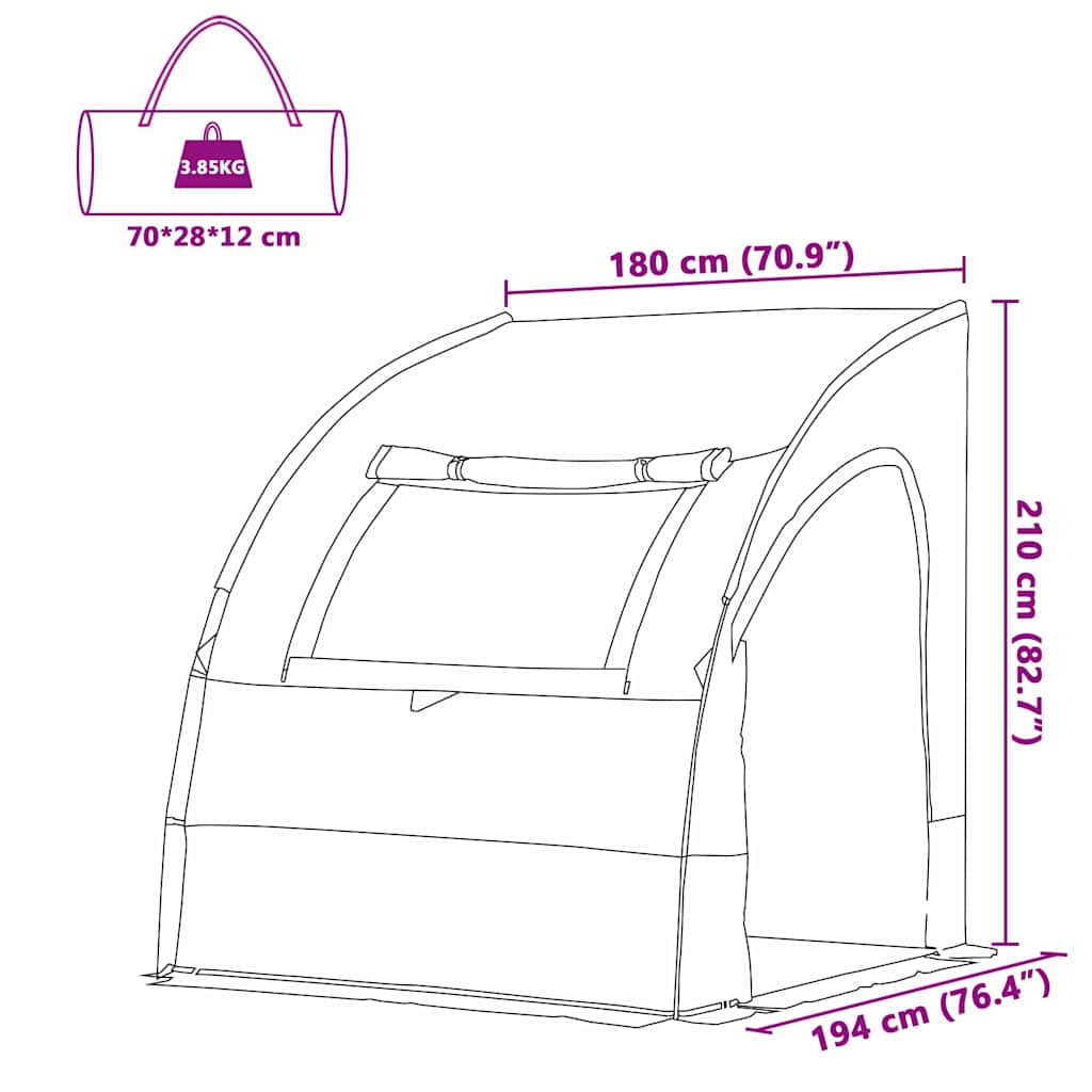 Cort cu acoperiș Altele cu aerisire de aer Verde și Negru 194 x 180 x 210 cm GartenMobel Dekor