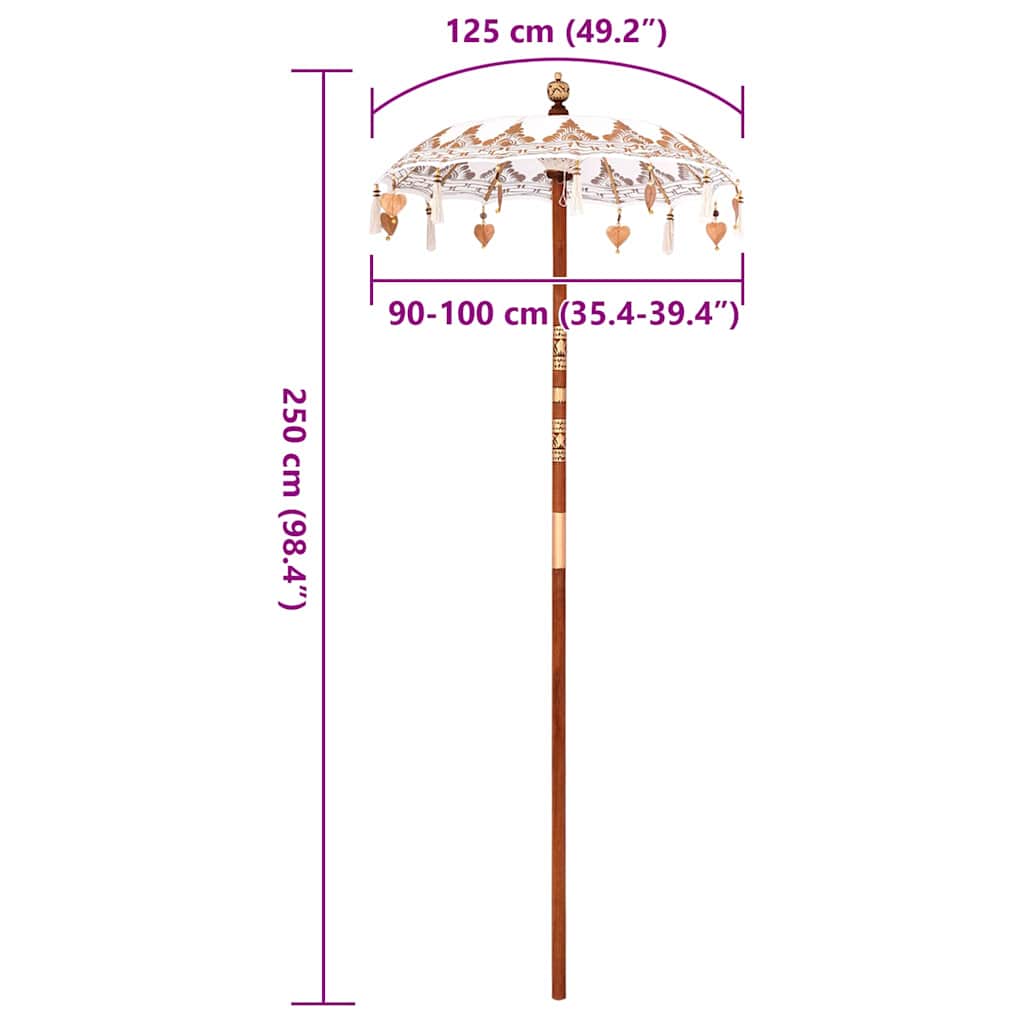 Parasol Balinez Altele Crem x 260 cm Bumbac și lemn masiv GartenMobel Dekor
