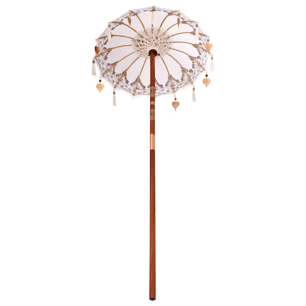 Parasol Balinez Altele Crem x 260 cm Bumbac și lemn masiv GartenMobel Dekor