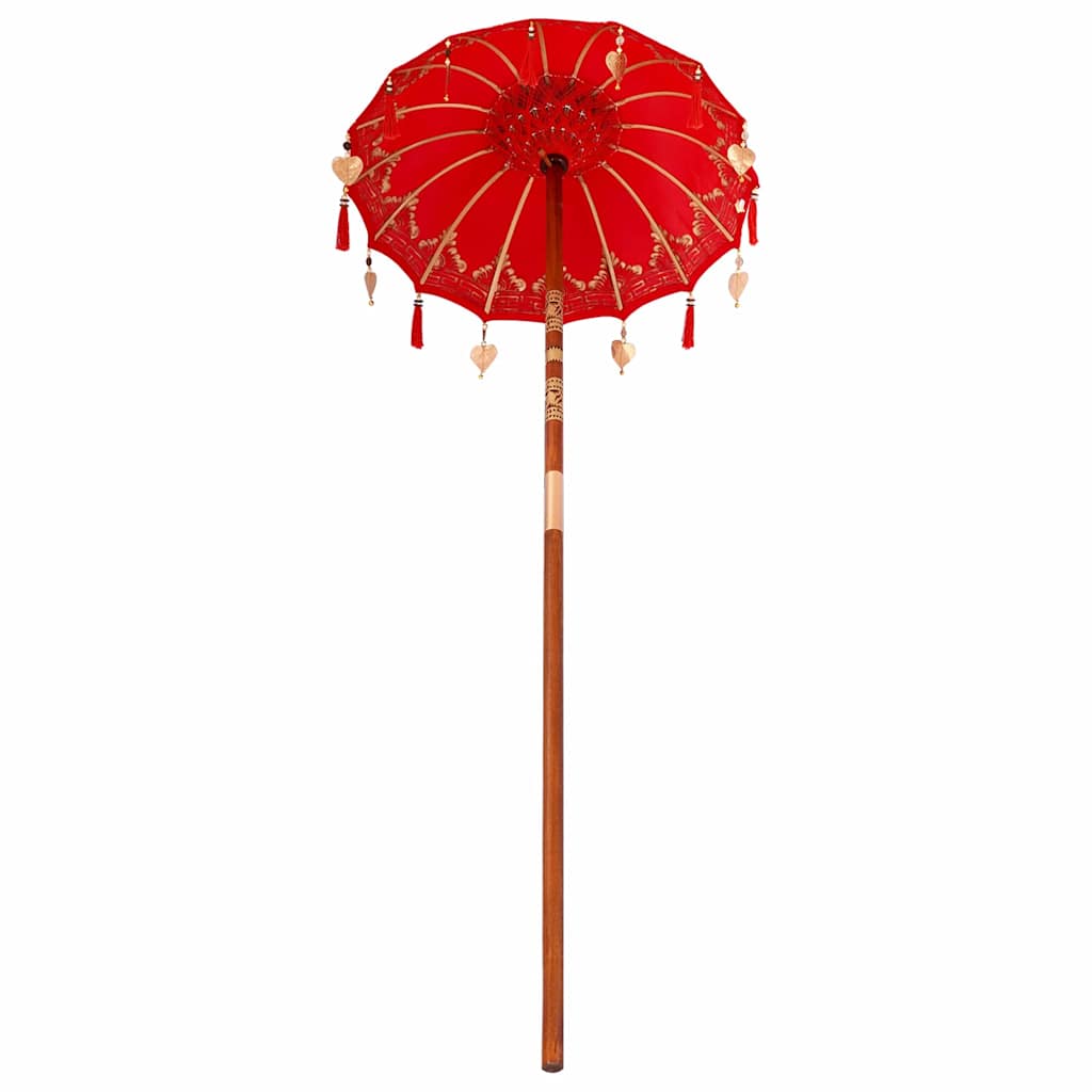 Parasol Balinez Altele Roșu x 260 cm Bumbac și lemn masiv GartenMobel Dekor