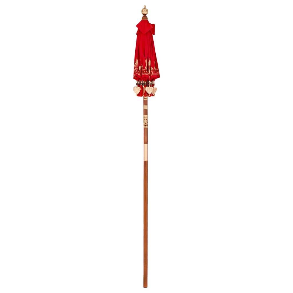 Parasol Balinez Altele Roșu x 260 cm Bumbac și lemn masiv GartenMobel Dekor