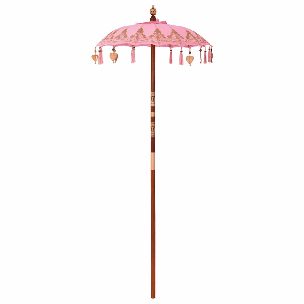 Parasol Balinez Altele Roz x 260 cm Bumbac și lemn masiv GartenMobel Dekor