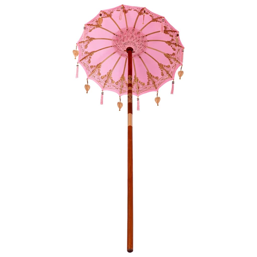 Parasol Balinez Altele Roz x 260 cm Bumbac și lemn masiv GartenMobel Dekor
