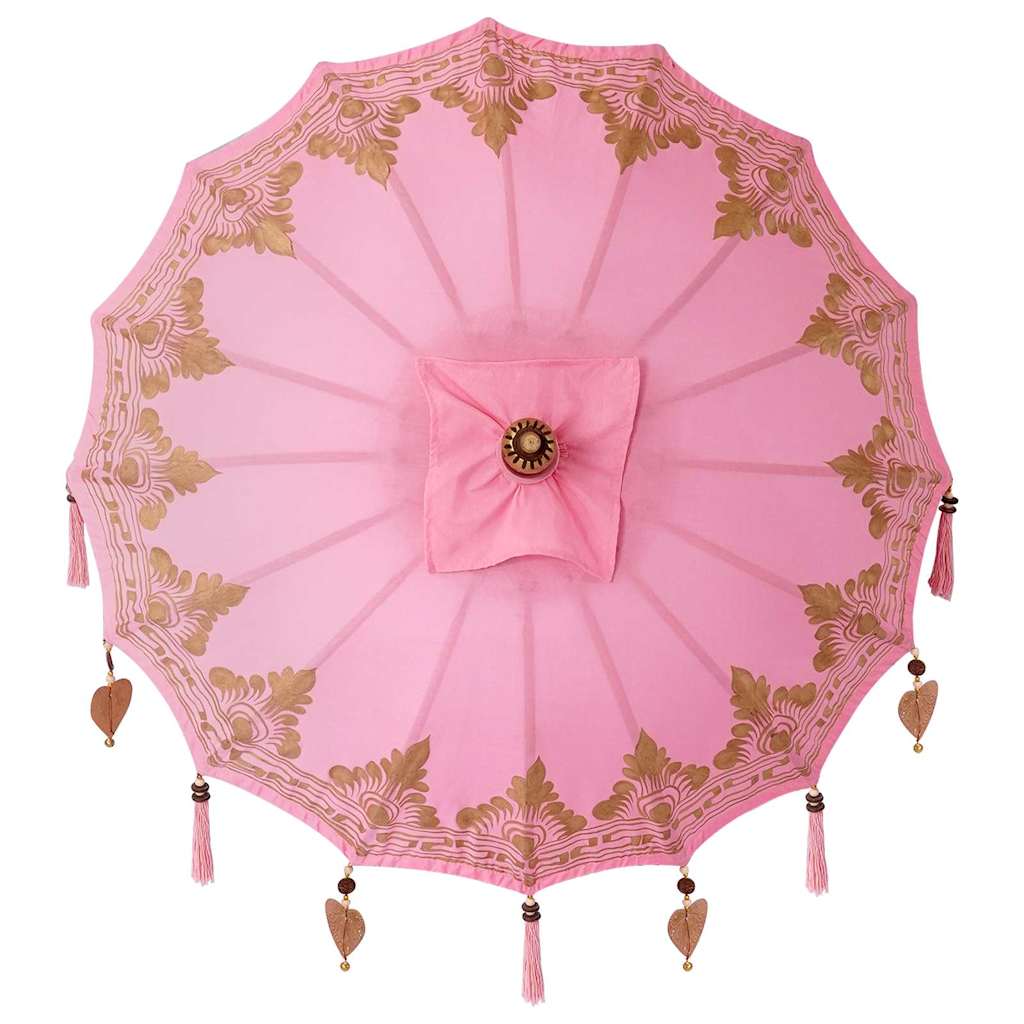 Parasol Balinez Altele Roz x 260 cm Bumbac și lemn masiv GartenMobel Dekor
