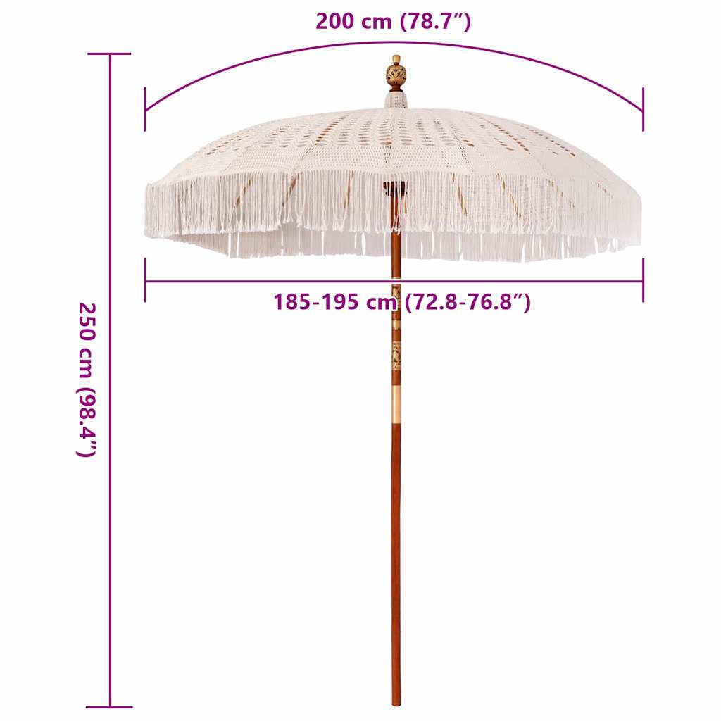 Umbrelă de soare Altele Crem x 250 cm Bumbac și lemn masiv GartenMobel Dekor