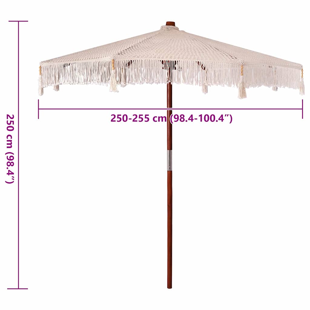 Umbrelă de soare Altele Crem x 250 cm Bumbac și lemn masiv GartenMobel Dekor