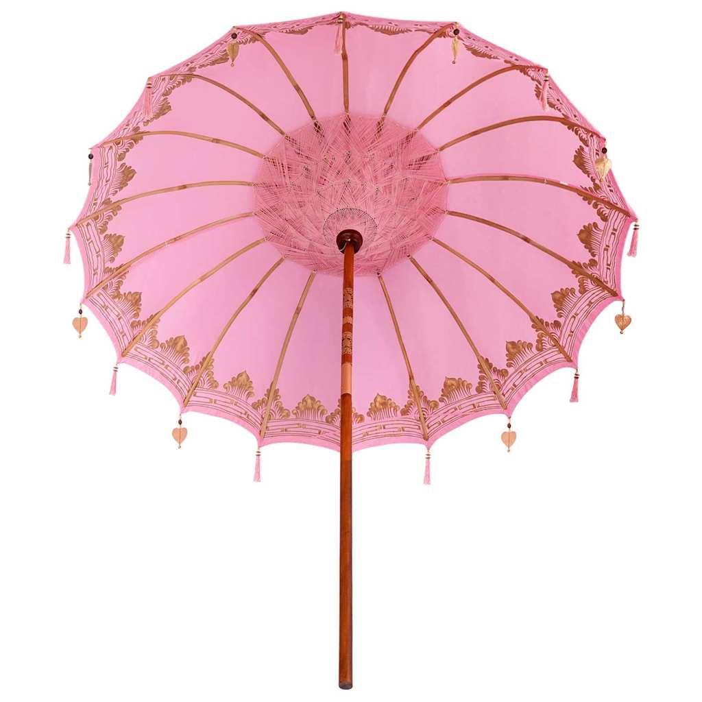 Umbrelă de soare Altele Manual Roz x 260 cm Bumbac și lemn masiv GartenMobel Dekor