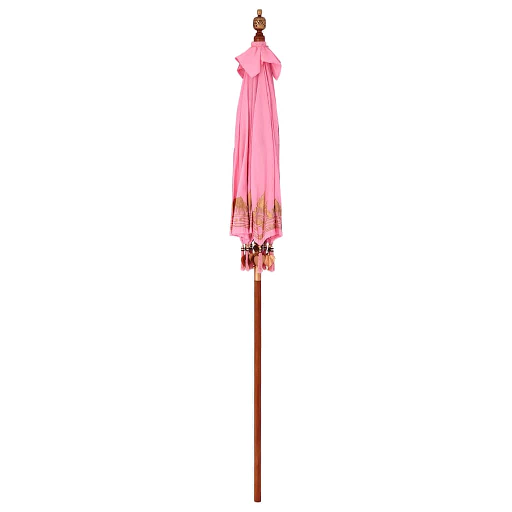 Umbrelă de soare Altele Manual Roz x 260 cm Bumbac și lemn masiv GartenMobel Dekor