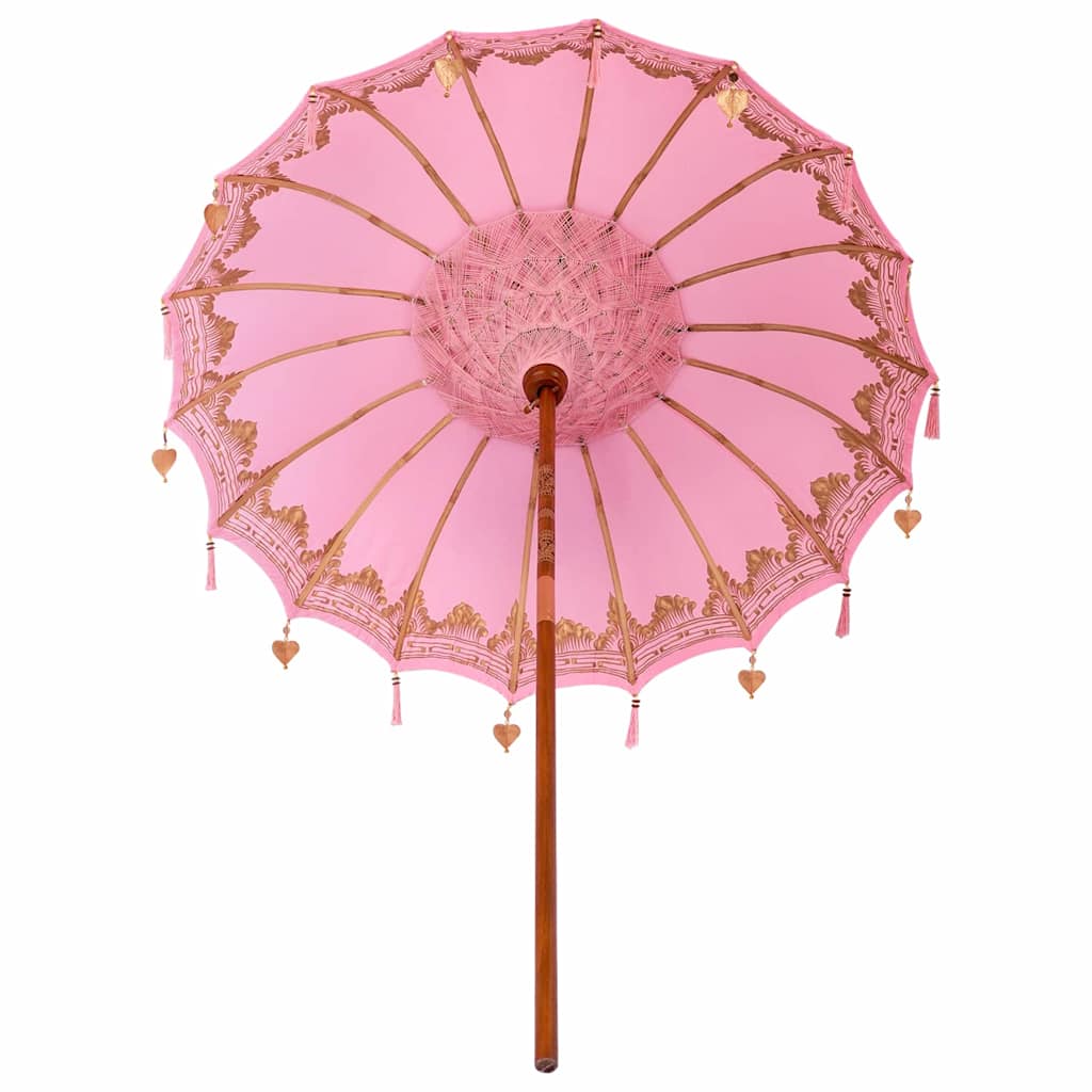 Umbrelă de soare Altele Manual Roz x 260 cm Bumbac și lemn masiv GartenMobel Dekor
