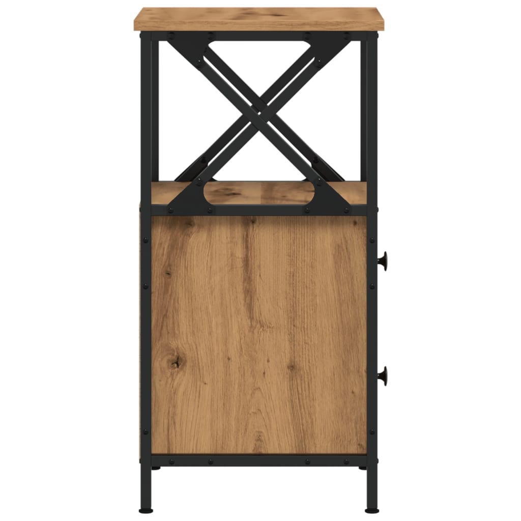 Noptiere 2 buc. stejar artizanal, 34x35,5x70 cm, lemn prelucrat GartenMobel Dekor