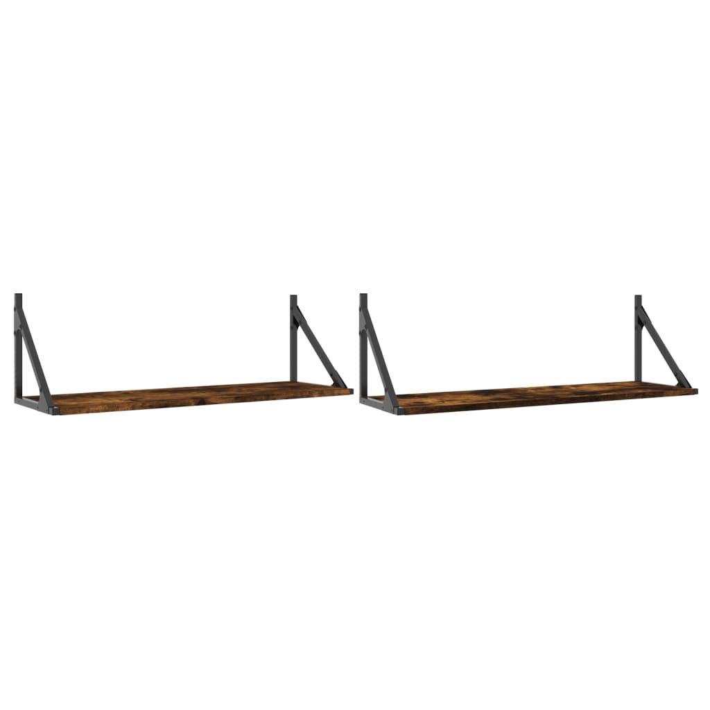 Rafturi de perete, 2 buc., stejar fumuriu, 80x25x25,5 cm, lemn GartenMobel Dekor