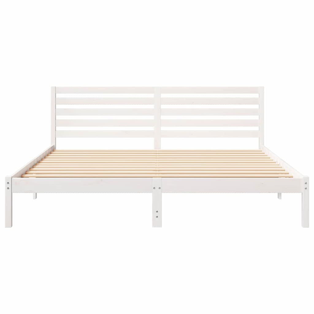 Cadru de pat cu headboard Alb 180 x 200 cm Lemn de brad solid GartenMobel Dekor
