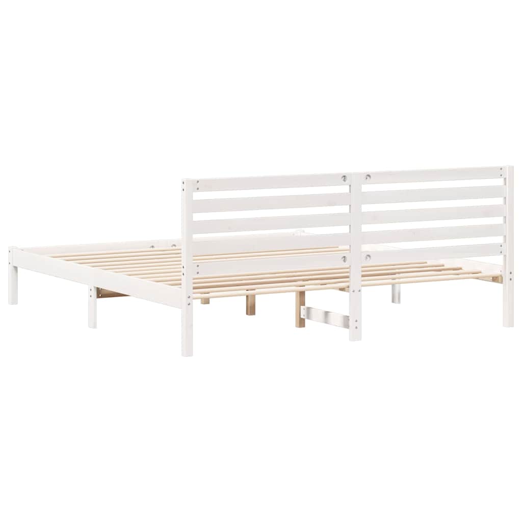 Cadru de pat cu headboard Alb 180 x 200 cm Lemn de brad solid GartenMobel Dekor