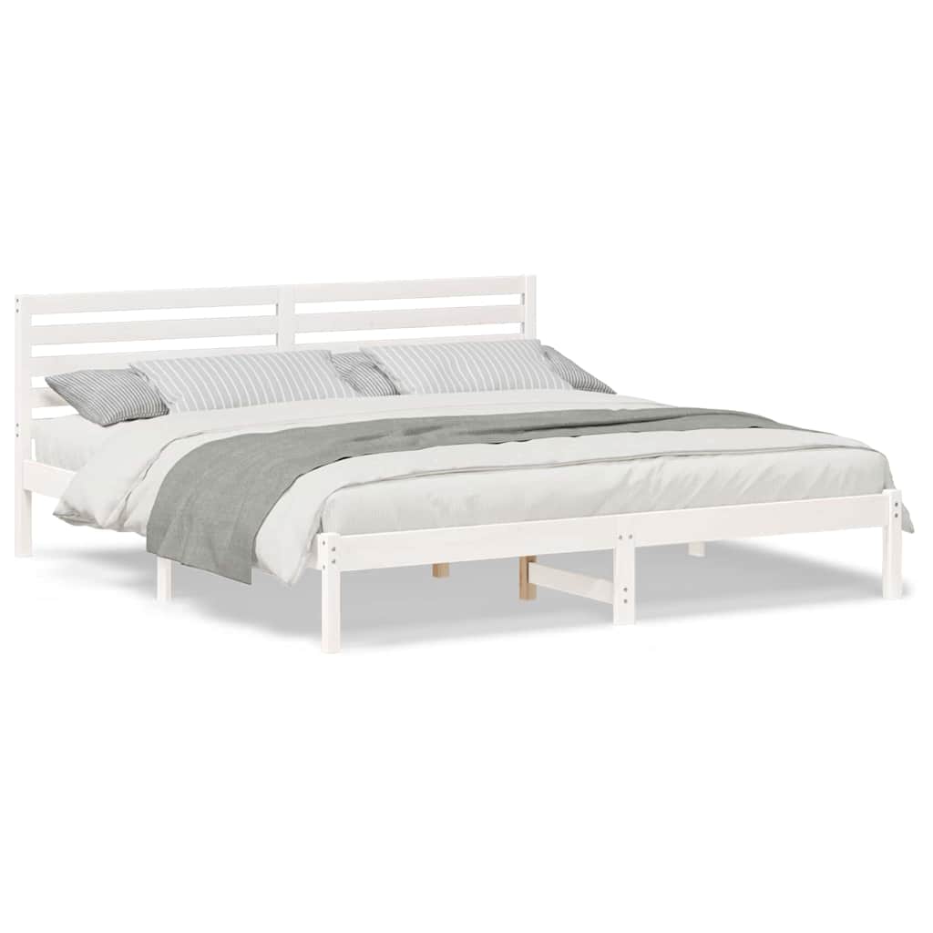 Cadru de pat cu headboard Alb 180 x 200 cm Lemn de brad solid GartenMobel Dekor