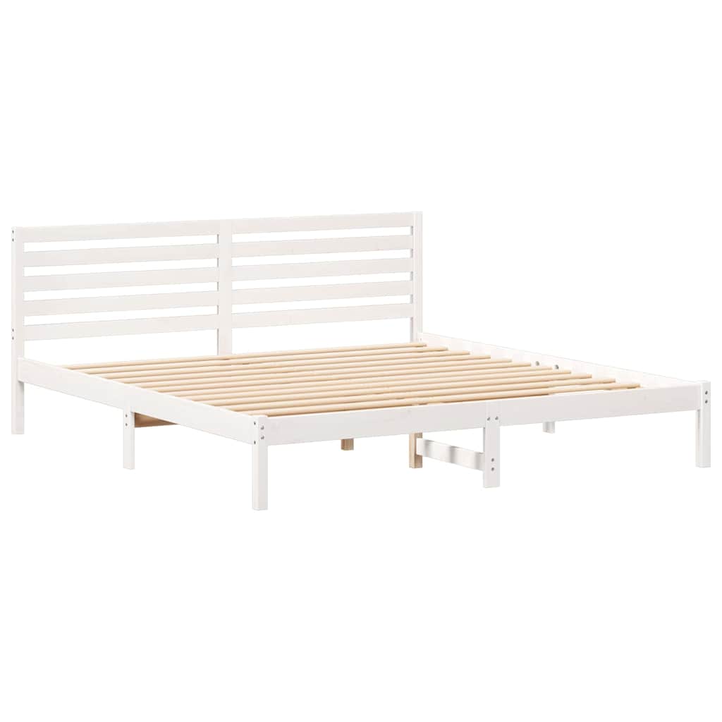 Cadru de pat cu headboard Alb 180 x 200 cm Lemn de brad solid GartenMobel Dekor