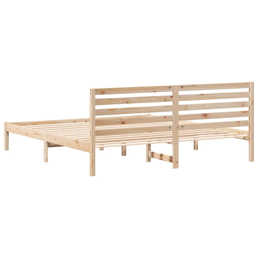 Cadru de pat cu headboard Maro 180 x 200 cm Lemn de brad solid GartenMobel Dekor
