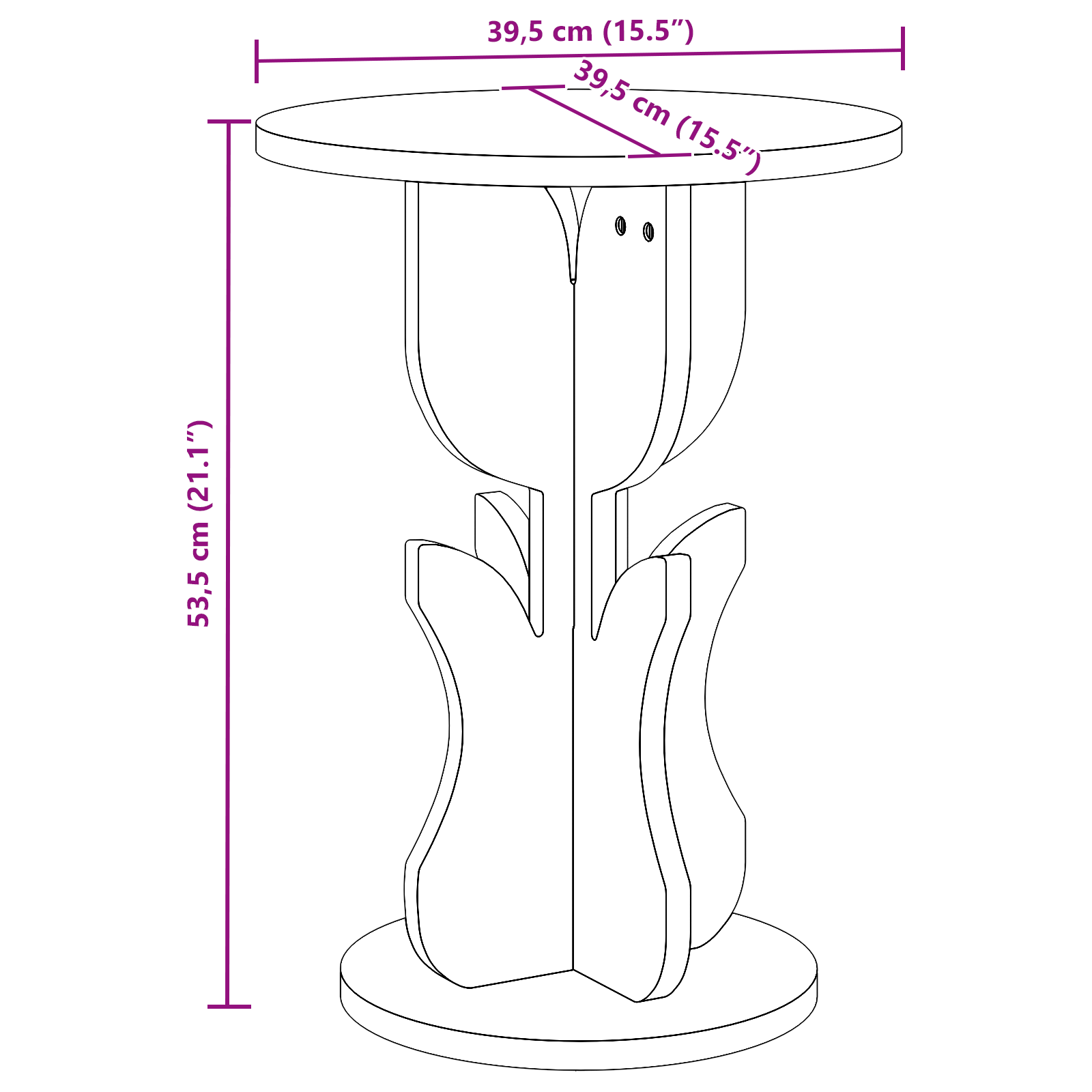 Masă laterală Maro ceruit 39.5 x 39.5 x 53.5 cm GartenMobel Dekor