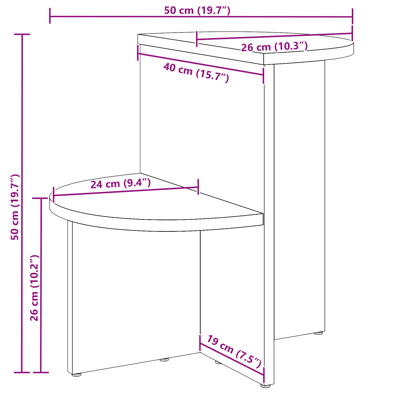 Masă laterală Maro ceruit 50 x 40 x 50 cm Lemn de brad solid GartenMobel Dekor