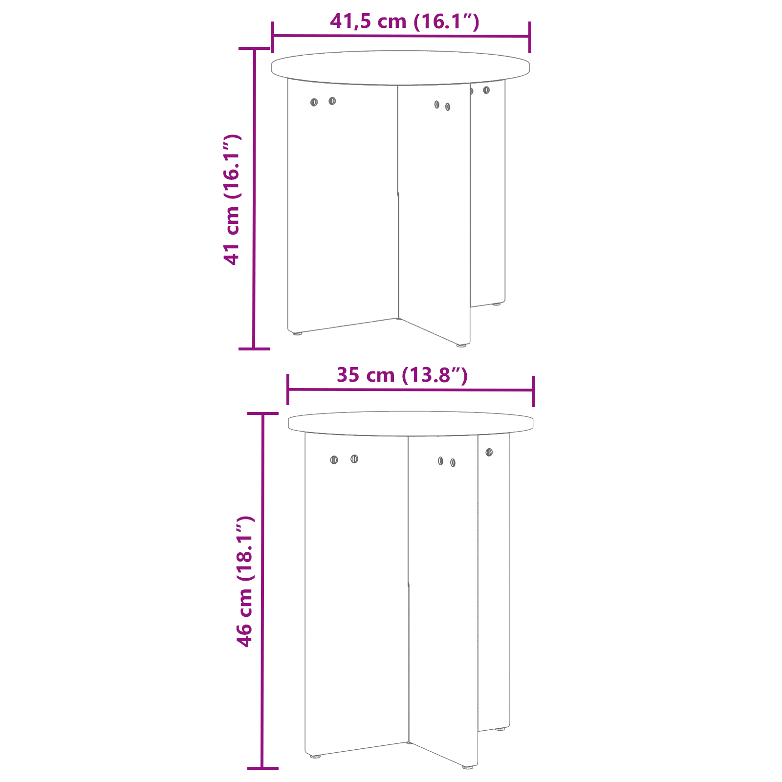 Set de măsuțe de cafea 2 pcs Maro 41.5 x 41.5 x 41 cm GartenMobel Dekor