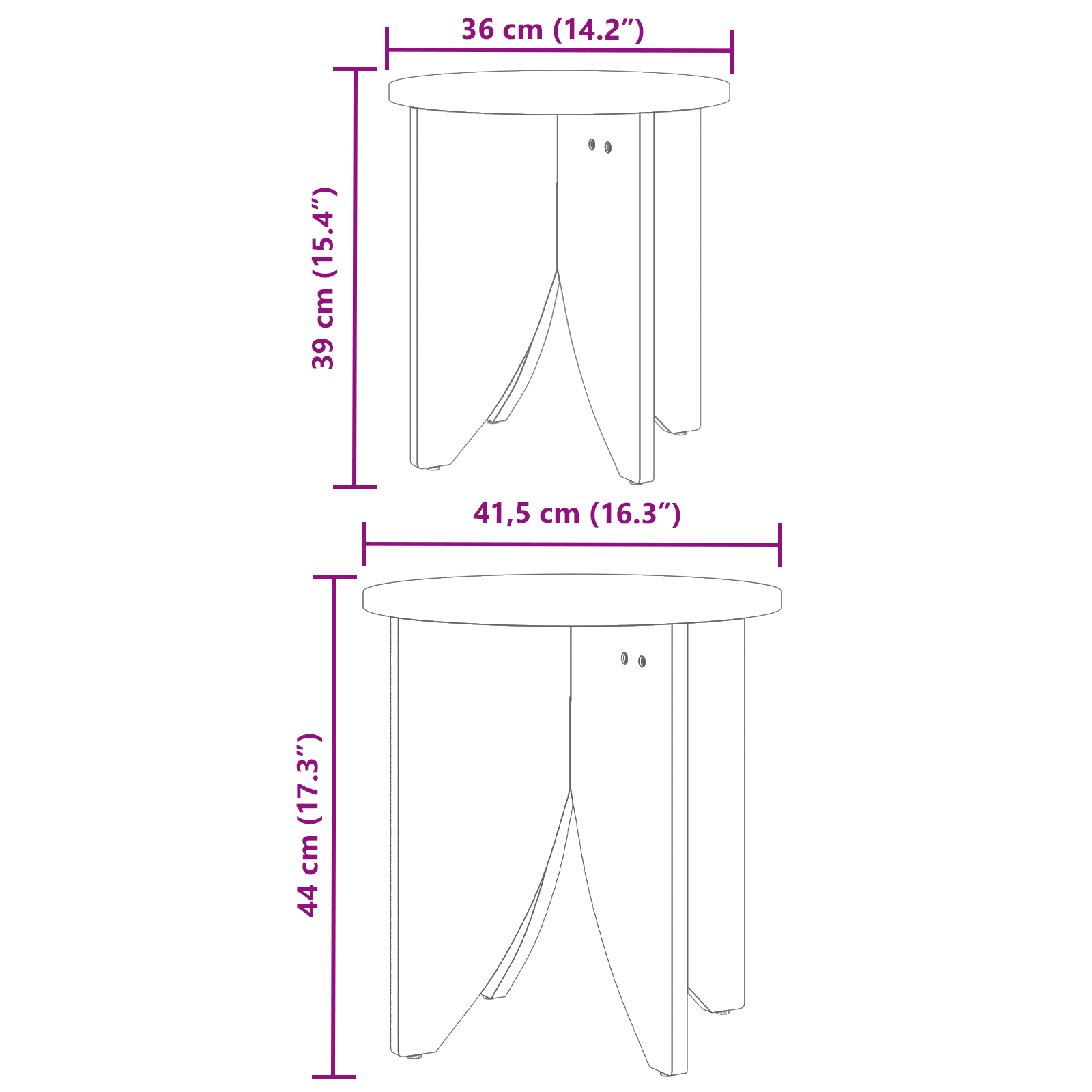 Set de măsuțe de cafea 2 pcs Maro ceruit 41.5 x 41.5 x 44 cm GartenMobel Dekor