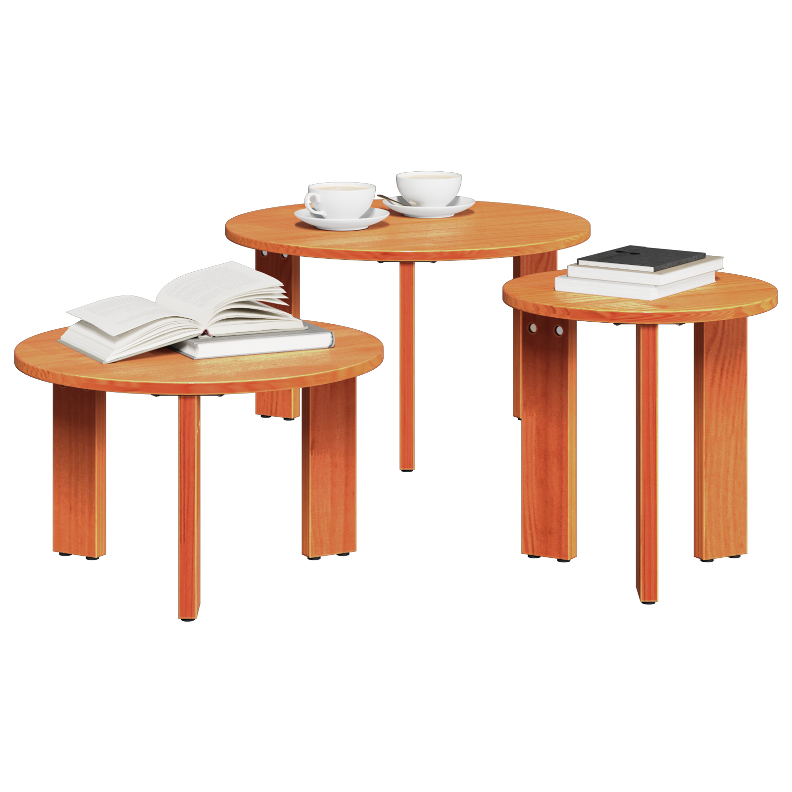 Set de măsuțe de cafea 3 pcs Maro ceruit 47.5 x 47.5 x 27 cm GartenMobel Dekor