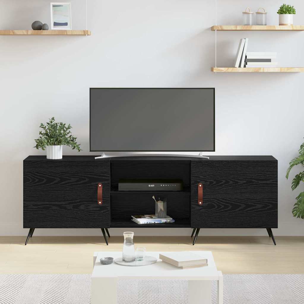 Cabinet TV cu raft Stejar negru 150 x 30 x 50 cm Lemn compozit GartenMobel Dekor