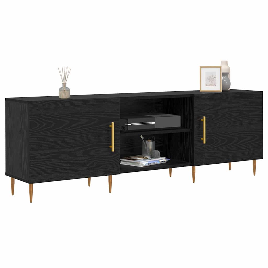 Cabinet TV cu raft Stejar negru 150 x 30 x 50 cm Lemn compozit GartenMobel Dekor