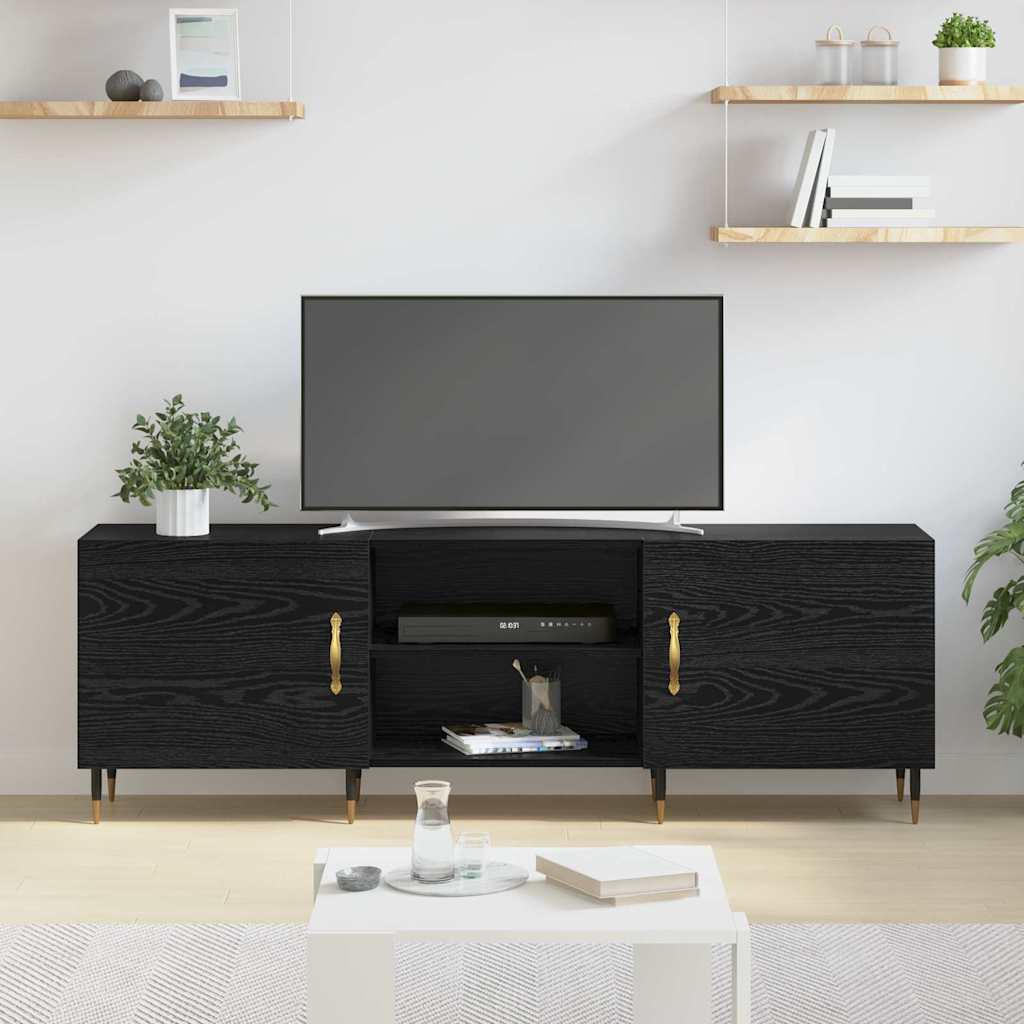 Cabinet TV cu raft Stejar negru 150 x 30 x 50 cm Lemn compozit GartenMobel Dekor