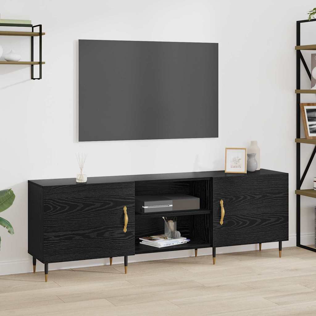 Cabinet TV cu raft Stejar negru 150 x 30 x 50 cm Lemn compozit GartenMobel Dekor