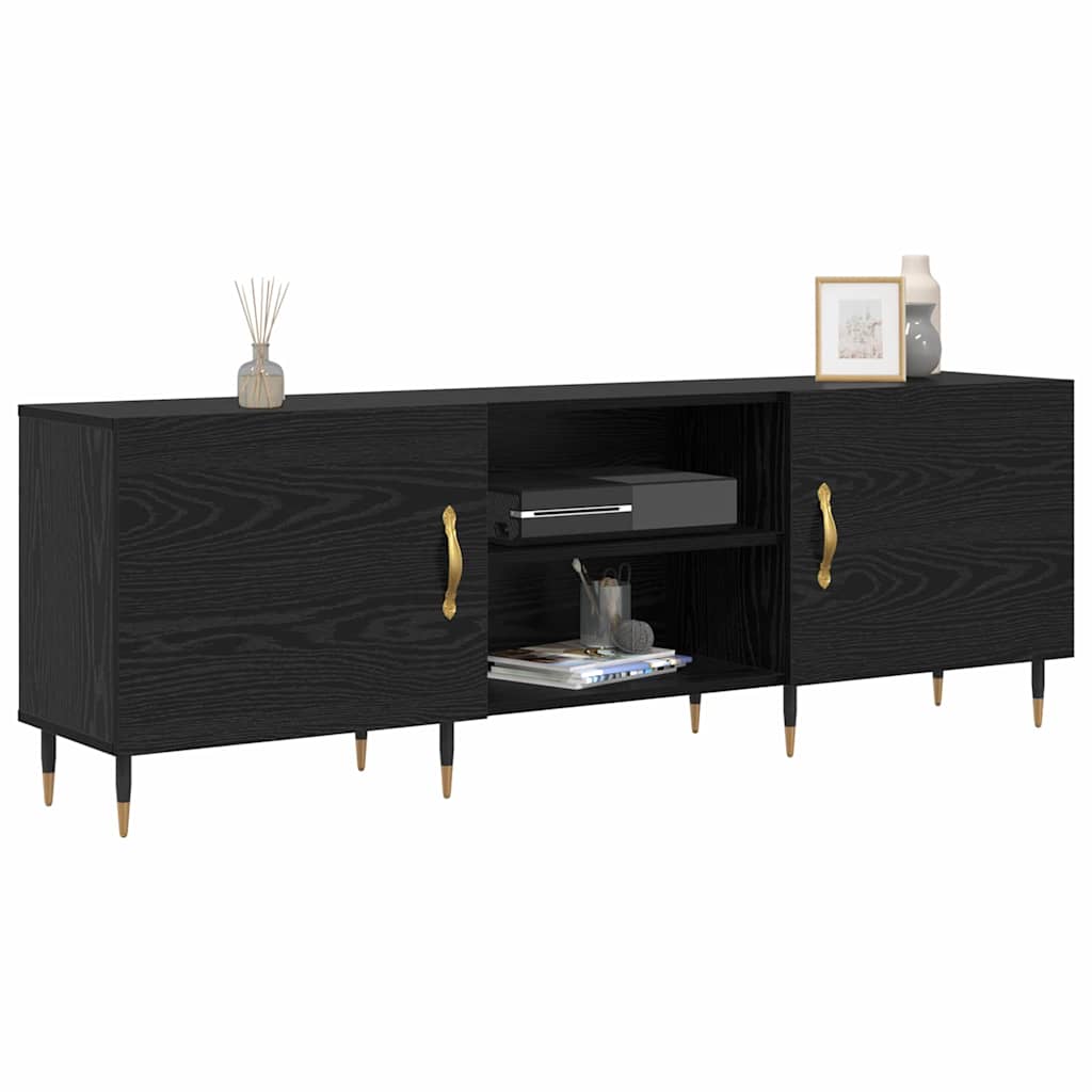 Cabinet TV cu raft Stejar negru 150 x 30 x 50 cm Lemn compozit GartenMobel Dekor