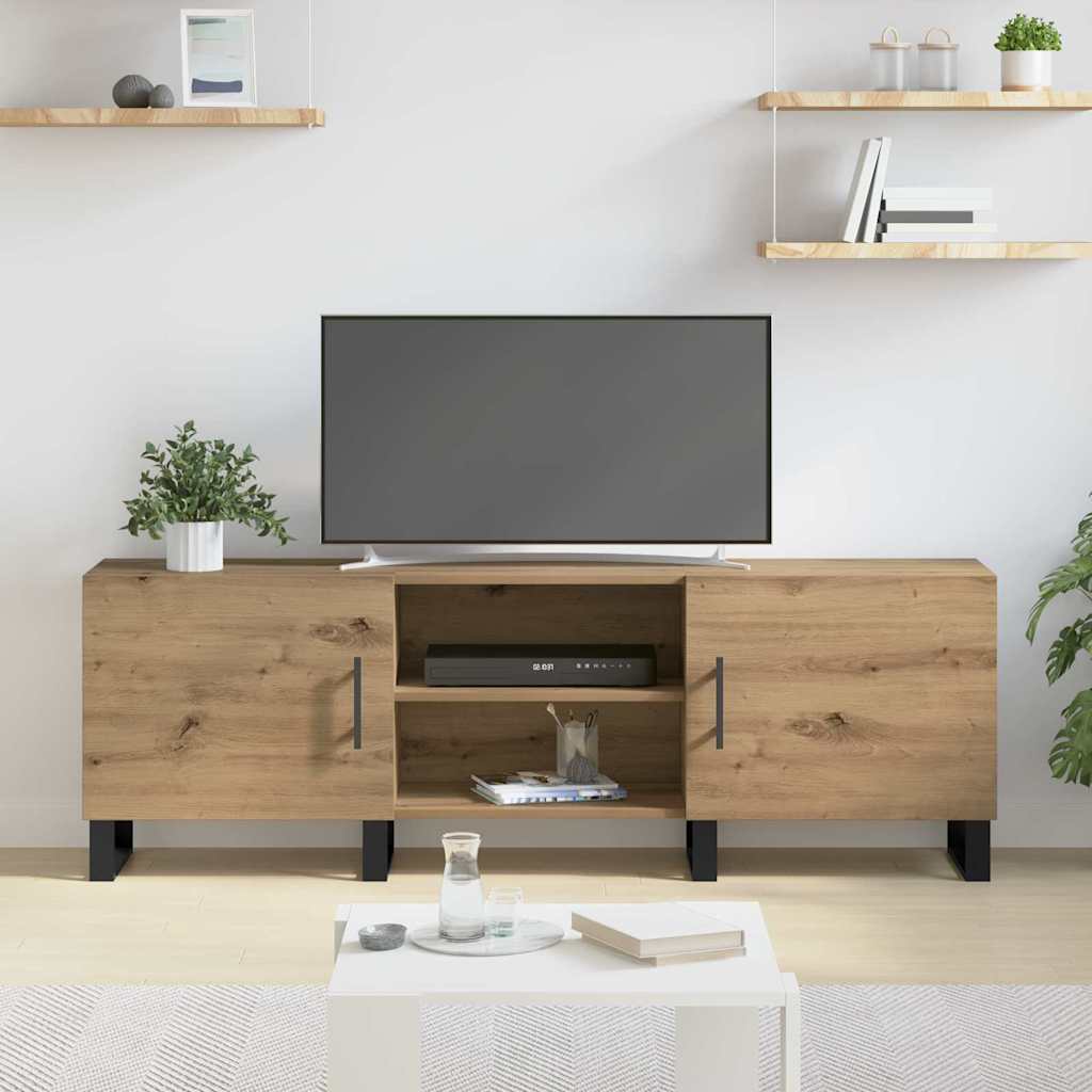 Cabinet TV cu raft cu depozitare cu ușă 150 x 30 x 50 cm Lemn compozit GartenMobel Dekor
