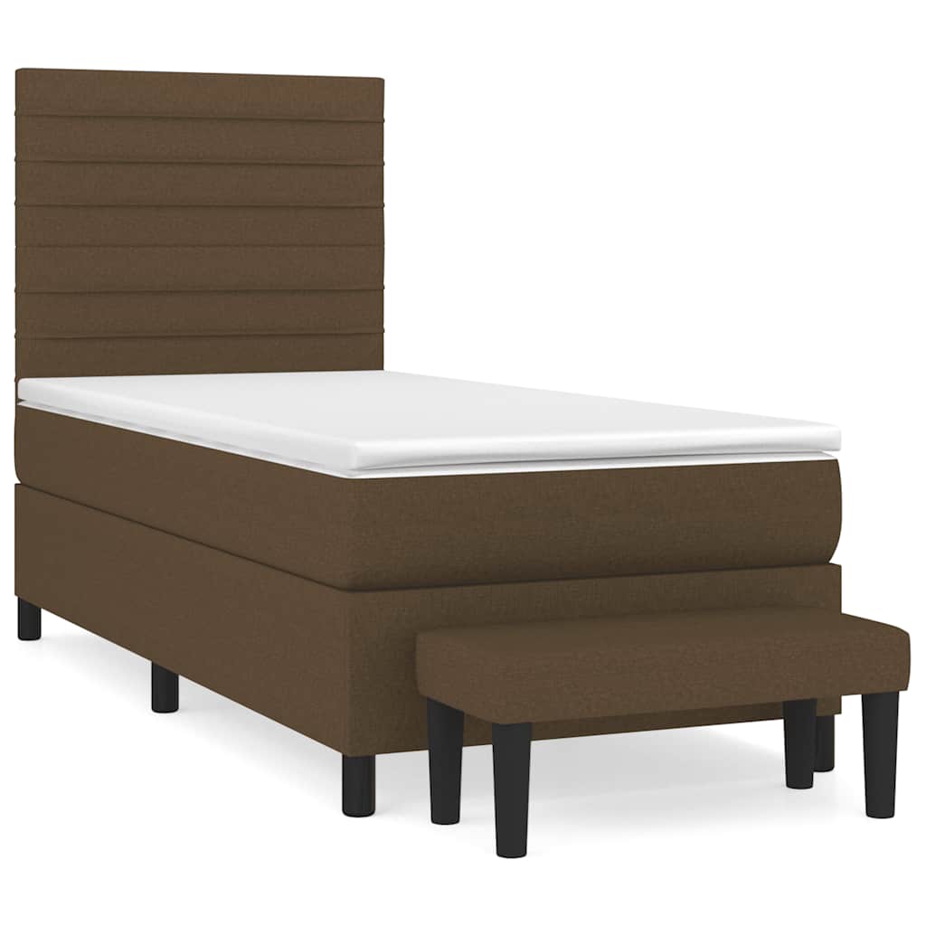 Pat box spring cu saltea, maro închis, 90x200 cm, textil GartenMobel Dekor