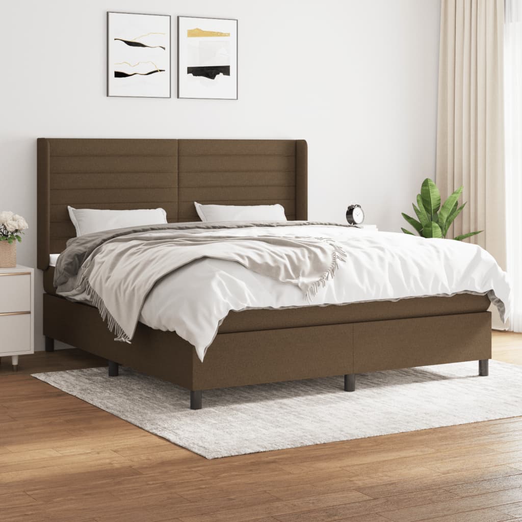 Pat continental cu saltea maro închis 180x200cm material textil GartenMobel Dekor