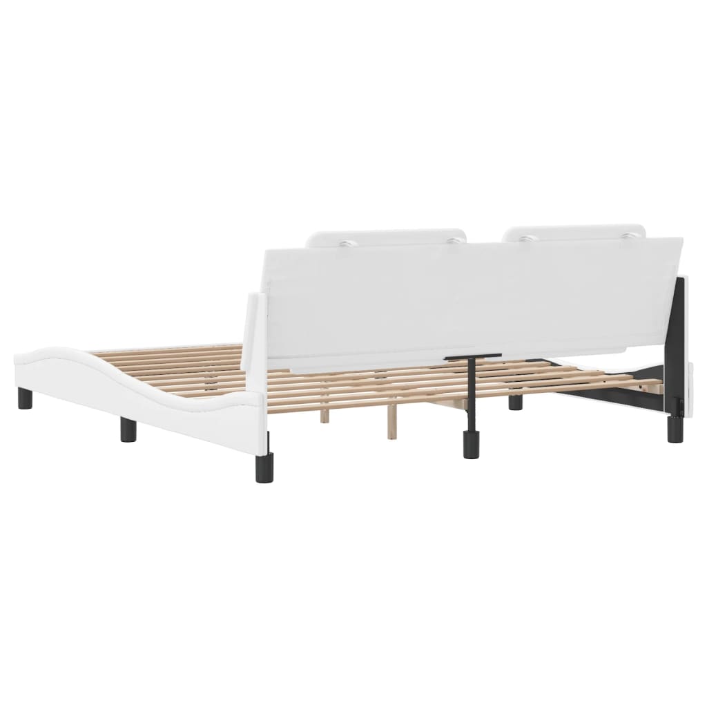 Cadru de pat cu tăblie, alb, 180x200 cm, piele ecologică GartenMobel Dekor