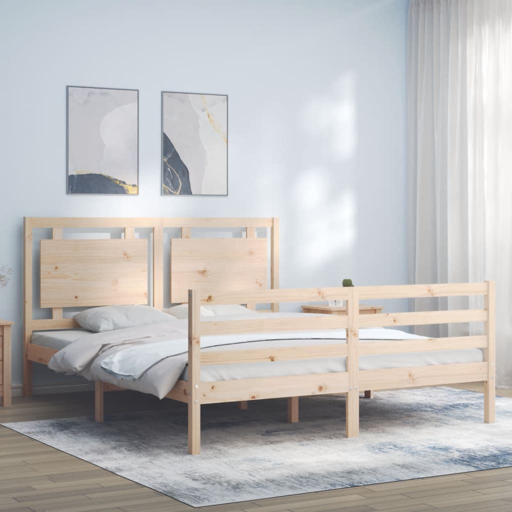 Cadru de pat cu tăblie, king size, lemn masiv GartenMobel Dekor
