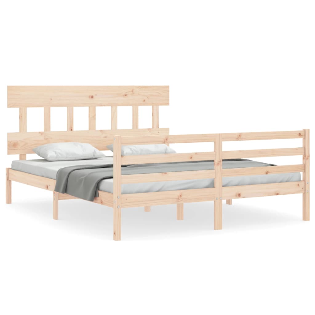 Cadru de pat cu tăblie, king size, lemn masiv GartenMobel Dekor